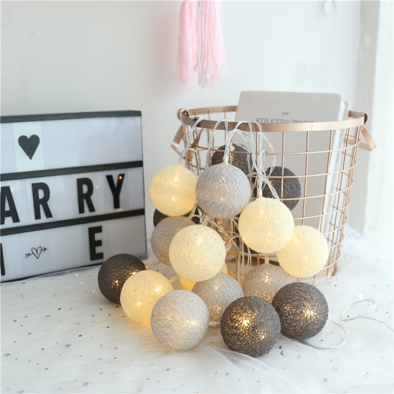 Cotton Ball Fairy Lights – LED String Lights for Bedroom & Party Decor
