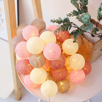 Cotton Ball Fairy Lights – LED String Lights for Bedroom & Party Decor