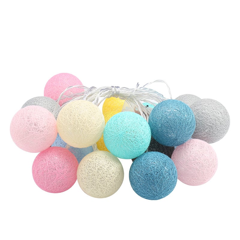 Cotton Ball Fairy Lights – LED String Lights for Bedroom & Party Decor