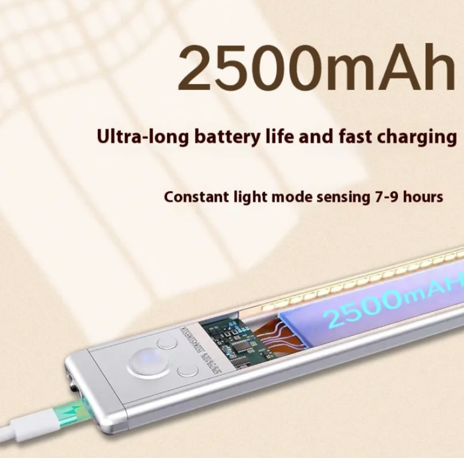 USB rechargeable LED cabinet light with 2500mAh battery and fast charging