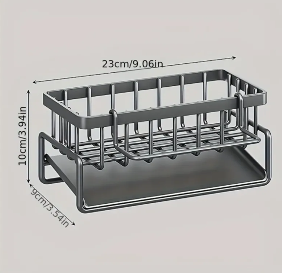 Stainless Steel Sink Caddy – Sponge Holder & Dish Cloth Drainer Rack