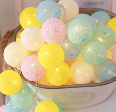 Cotton Ball Fairy Lights – LED String Lights for Bedroom & Party Decor