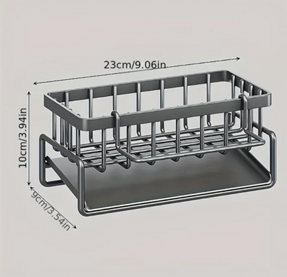Stainless Steel Sink Caddy – Sponge Holder & Dish Cloth Drainer Rack