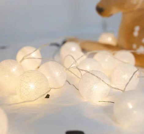 Cotton Ball Fairy Lights – LED String Lights for Bedroom & Party Decor