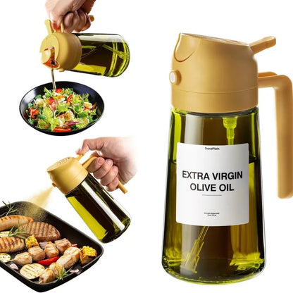 Refillable oil mister bottle in yellow for olive oil, vinegar and healthy cooking