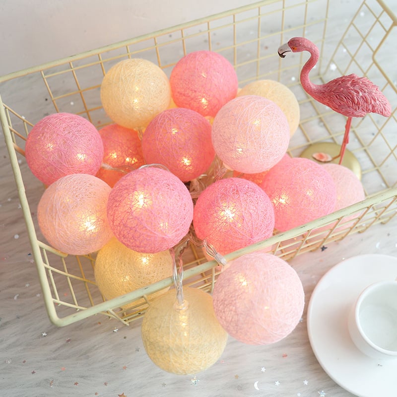 Cotton Ball Fairy Lights – LED String Lights for Bedroom & Party Decor
