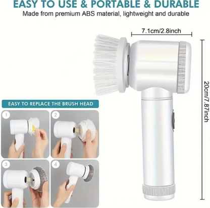 Portable lightweight spin scrubber dimensions 20cm and how to replace the brush head