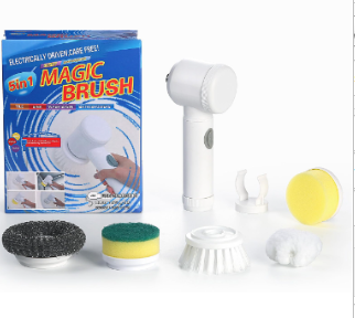 Electric spin scrubber with box and replaceable cleaning brush heads