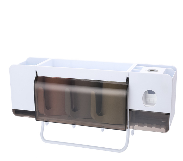 No-Drill Wall-Mounted Bathroom Organiser with Toothbrush Holder