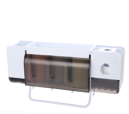 No-Drill Wall-Mounted Bathroom Organiser with Toothbrush Holder