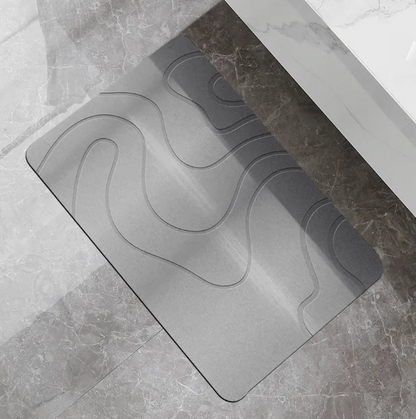 Grey and white quick-dry bath mat 60x39cm for small bathrooms and en-suites