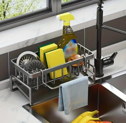 Stainless Steel Sink Caddy – Sponge Holder & Dish Cloth Drainer Rack